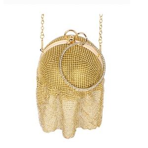 Rhinestone Mesh Ball Evening Clutch Bag
